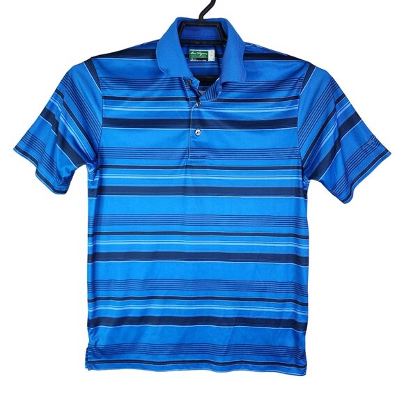 Men's Blue Ben Hogan Performance Polo Shirt Striped Short Sleeve Size S - Picture 1 of 10